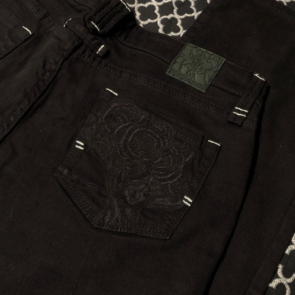 BCBG Plum Straight Keira Embroidered Denim Jeans